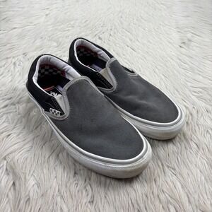 Vans Men's 7 Women's 8.5 Black Gray Pop Cush Slip on Sneakers Skateboarding